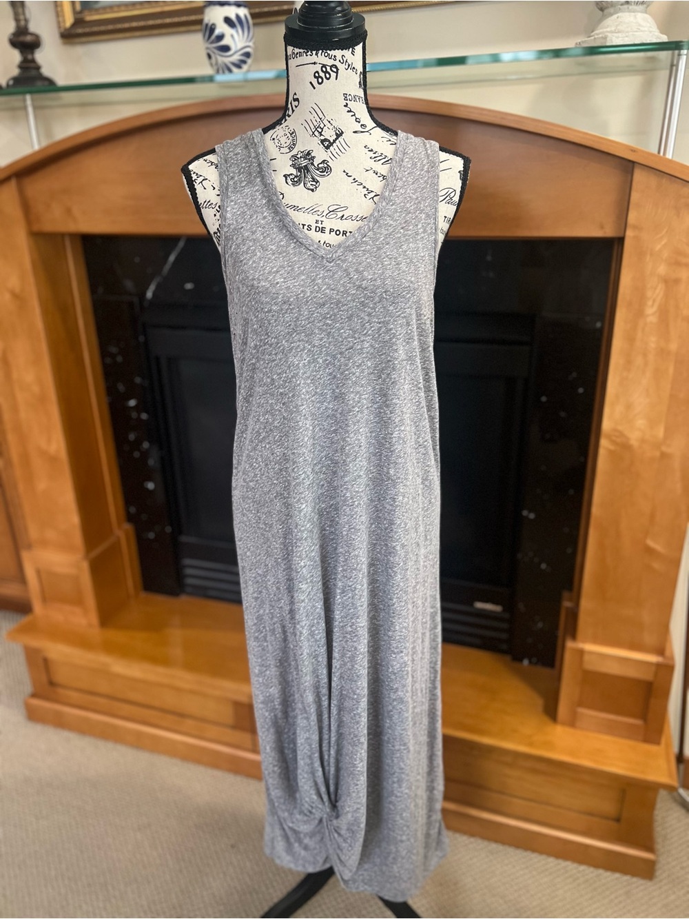 Zsupply Gray Sleeveless V-Neck Maxi Dress